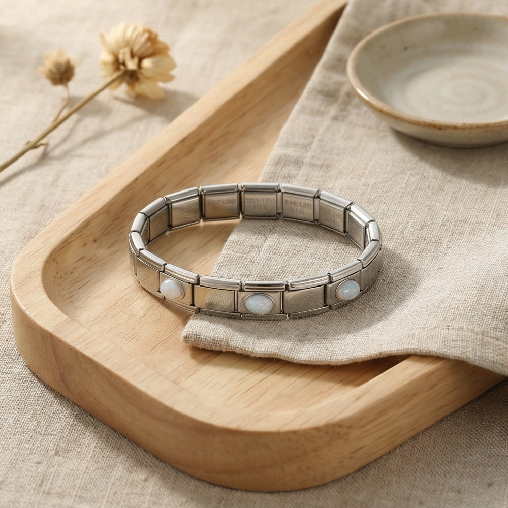 New stainless steel 3-bead oval combination bracelet, DIY Italian handmade modular detachable watch strap bracelet.