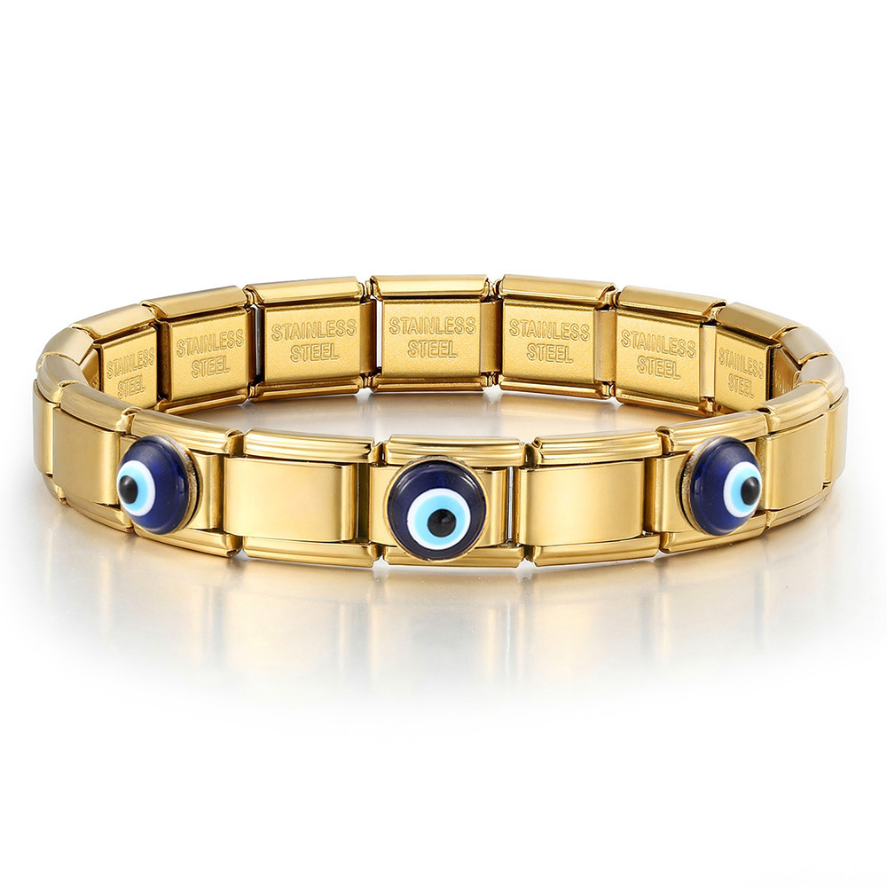 Evil Eye Stainless Steel Italian Modular Bracelet DIY Assembly Detachable Basic Chain Watch Strap