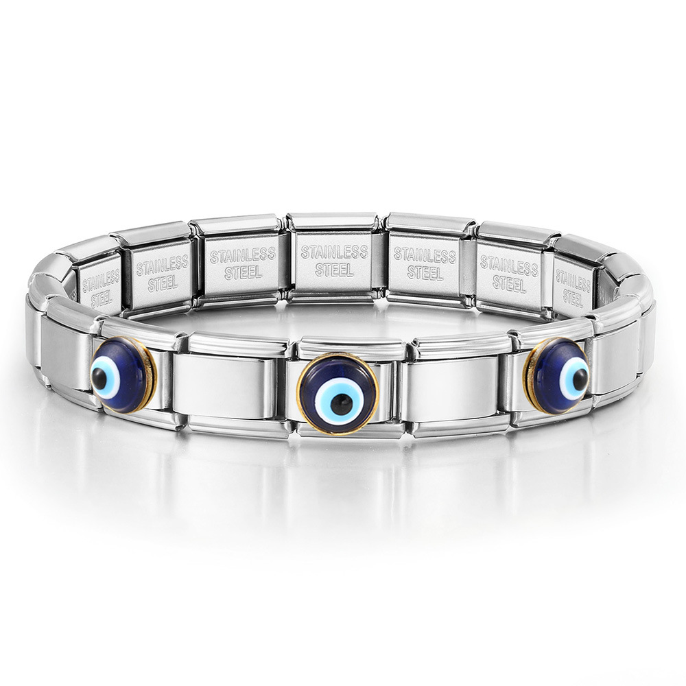 Evil Eye Stainless Steel Italian Modular Bracelet DIY Assembly Detachable Basic Chain Watch Strap