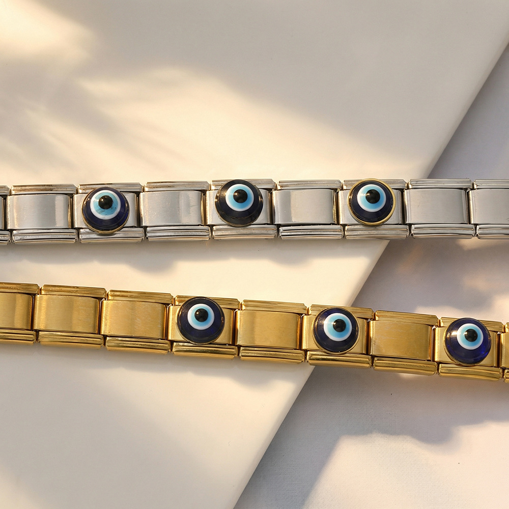 Evil Eye Stainless Steel Italian Modular Bracelet DIY Assembly Detachable Basic Chain Watch Strap