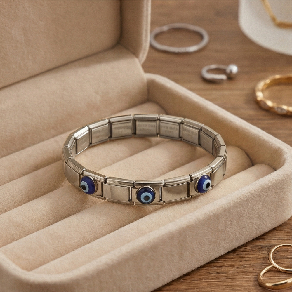 Evil Eye Stainless Steel Italian Modular Bracelet DIY Assembly Detachable Basic Chain Watch Strap