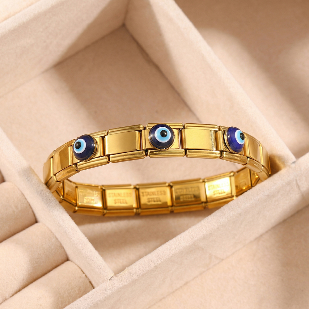 Evil Eye Stainless Steel Italian Modular Bracelet DIY Assembly Detachable Basic Chain Watch Strap