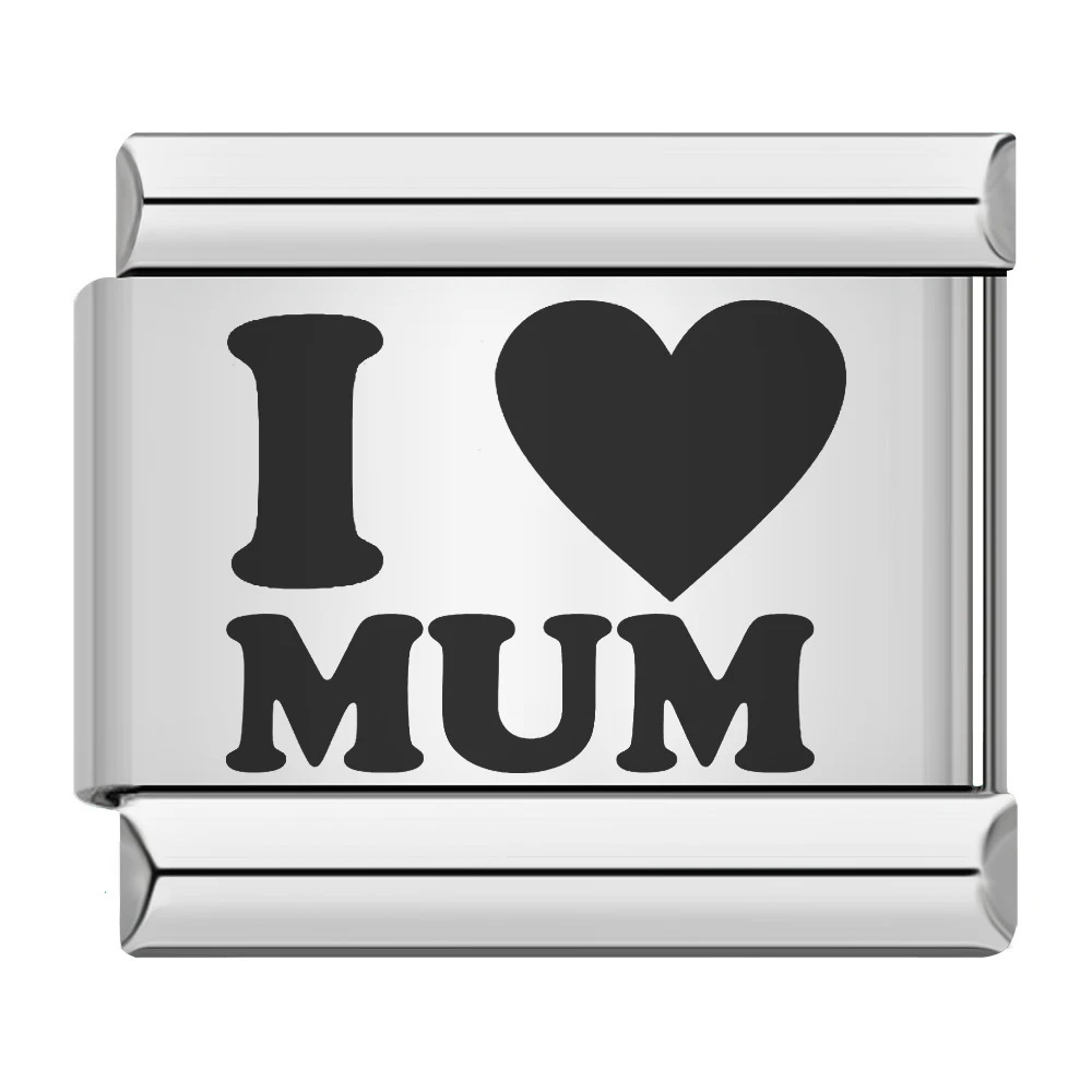 Laser-engraved Mother's Day elements Italian modular bracelet stainless steel DIY splicing elastic bracelet accessories
