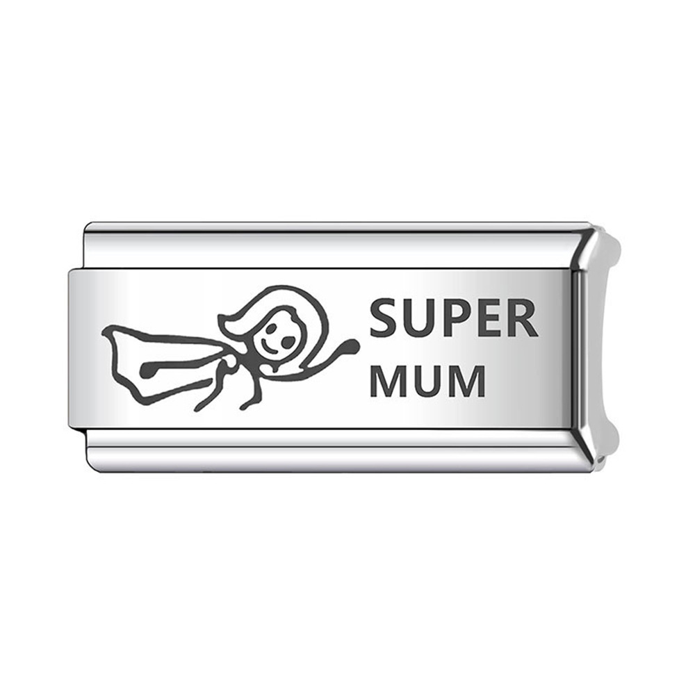 Laser-engraved Mother's Day elements Italian modular bracelet stainless steel DIY splicing elastic bracelet accessories