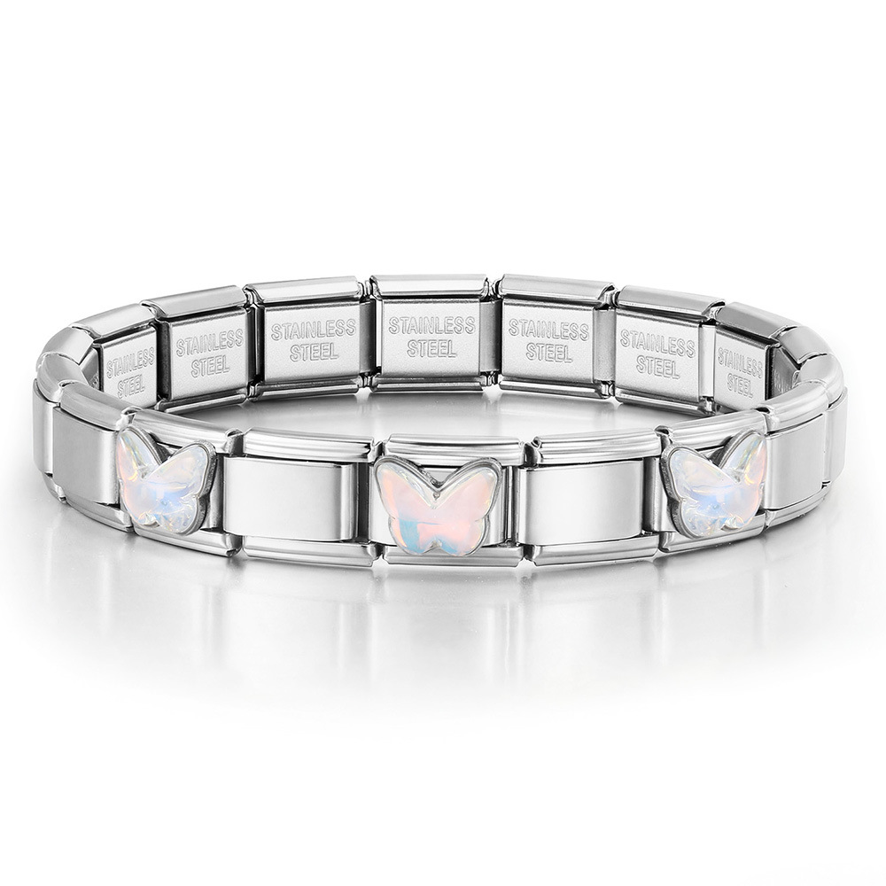 Colorful butterfly stainless steel Italian modular bracelet DIY splicing detachable basic chain watch strap chain