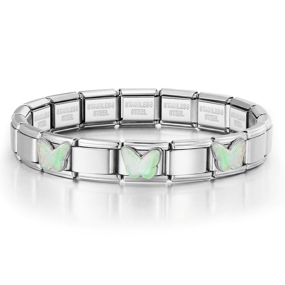 Colorful butterfly stainless steel Italian modular bracelet DIY splicing detachable basic chain watch strap chain