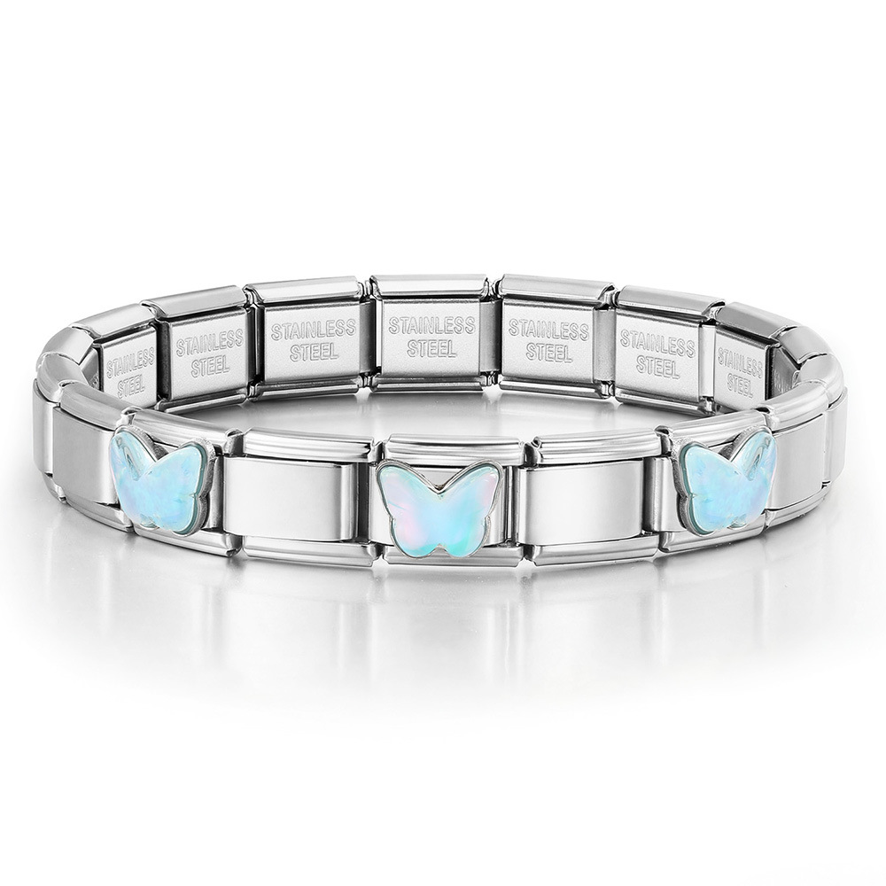 Colorful butterfly stainless steel Italian modular bracelet DIY splicing detachable basic chain watch strap chain