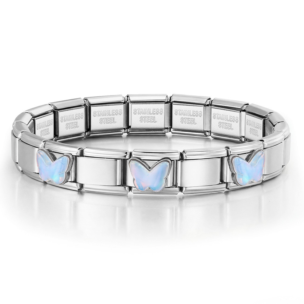 Colorful butterfly stainless steel Italian modular bracelet DIY splicing detachable basic chain watch strap chain