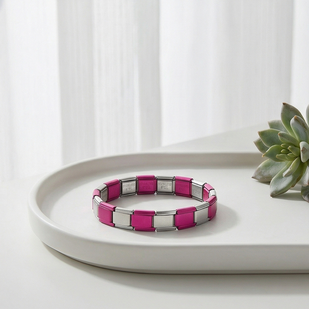 Multi-color combination minimalist basic stainless steel full chain DIY Italian modular bracelet basic chain wholesale