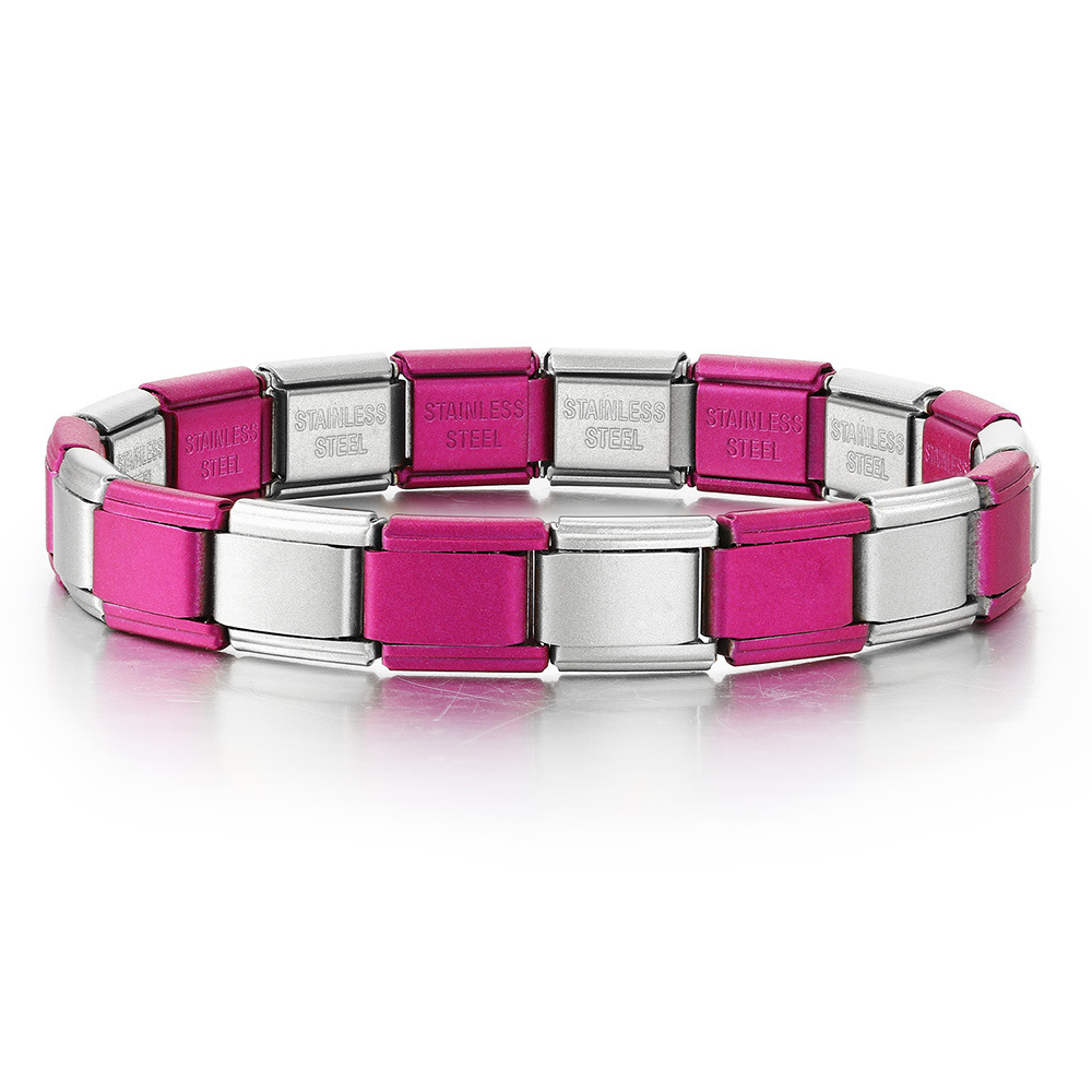 Multi-color combination minimalist basic stainless steel full chain DIY Italian modular bracelet basic chain wholesale
