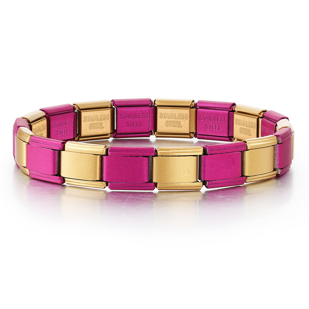 Multi-color combination minimalist basic stainless steel full chain DIY Italian modular bracelet basic chain wholesale