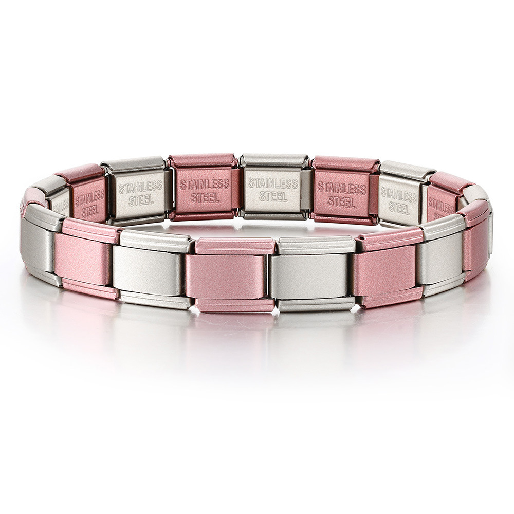 Multi-color combination minimalist basic stainless steel full chain DIY Italian modular bracelet basic chain wholesale