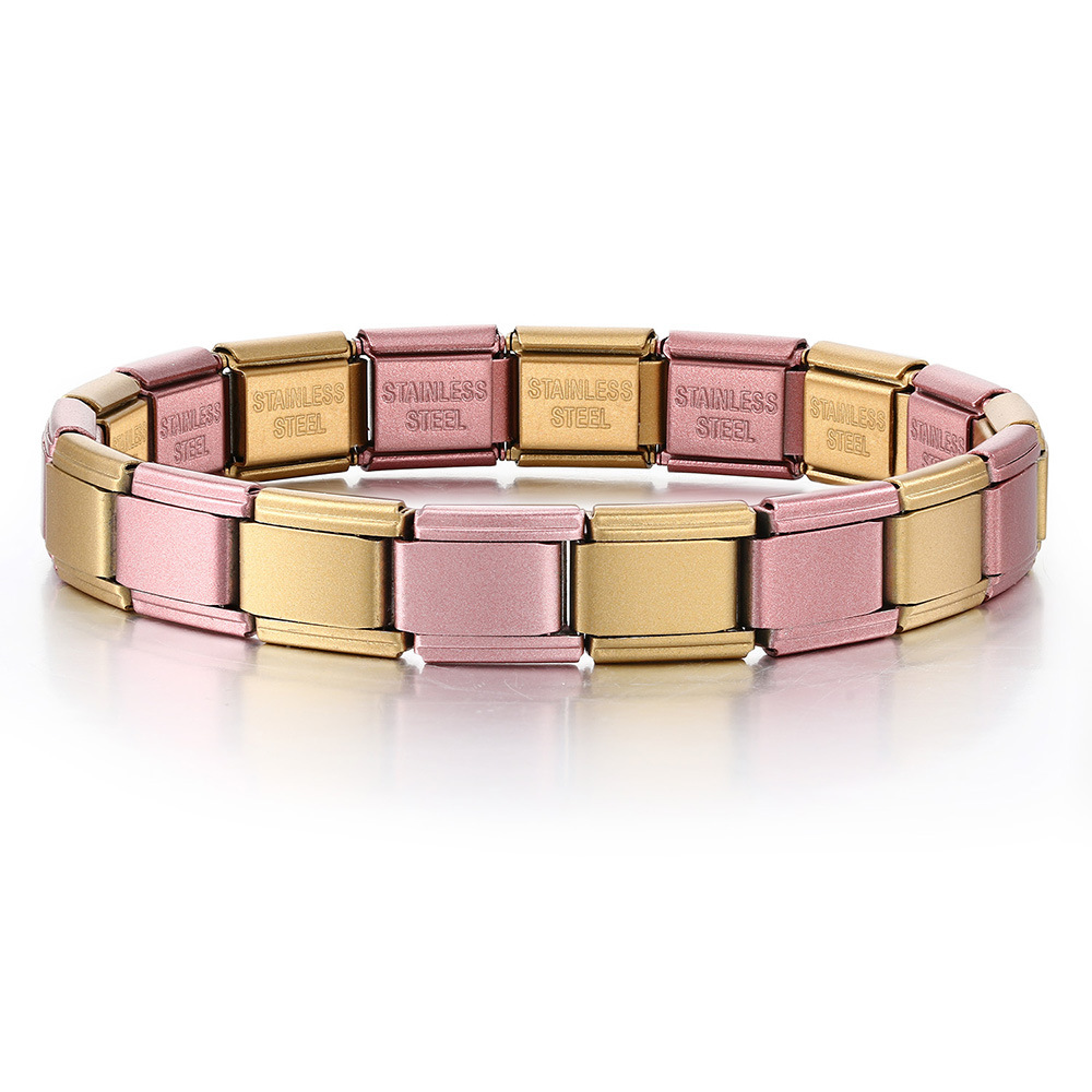 Multi-color combination minimalist basic stainless steel full chain DIY Italian modular bracelet basic chain wholesale
