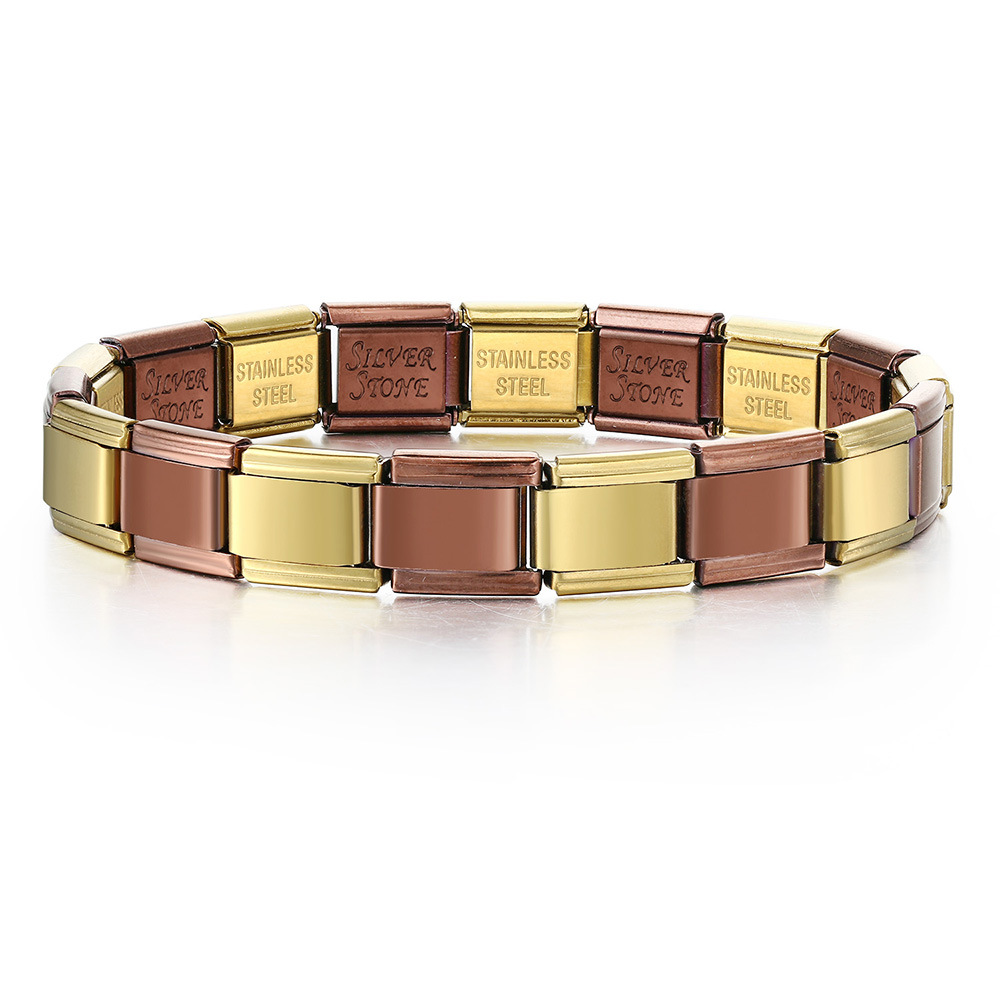 Multi-color combination minimalist basic stainless steel full chain DIY Italian modular bracelet basic chain wholesale