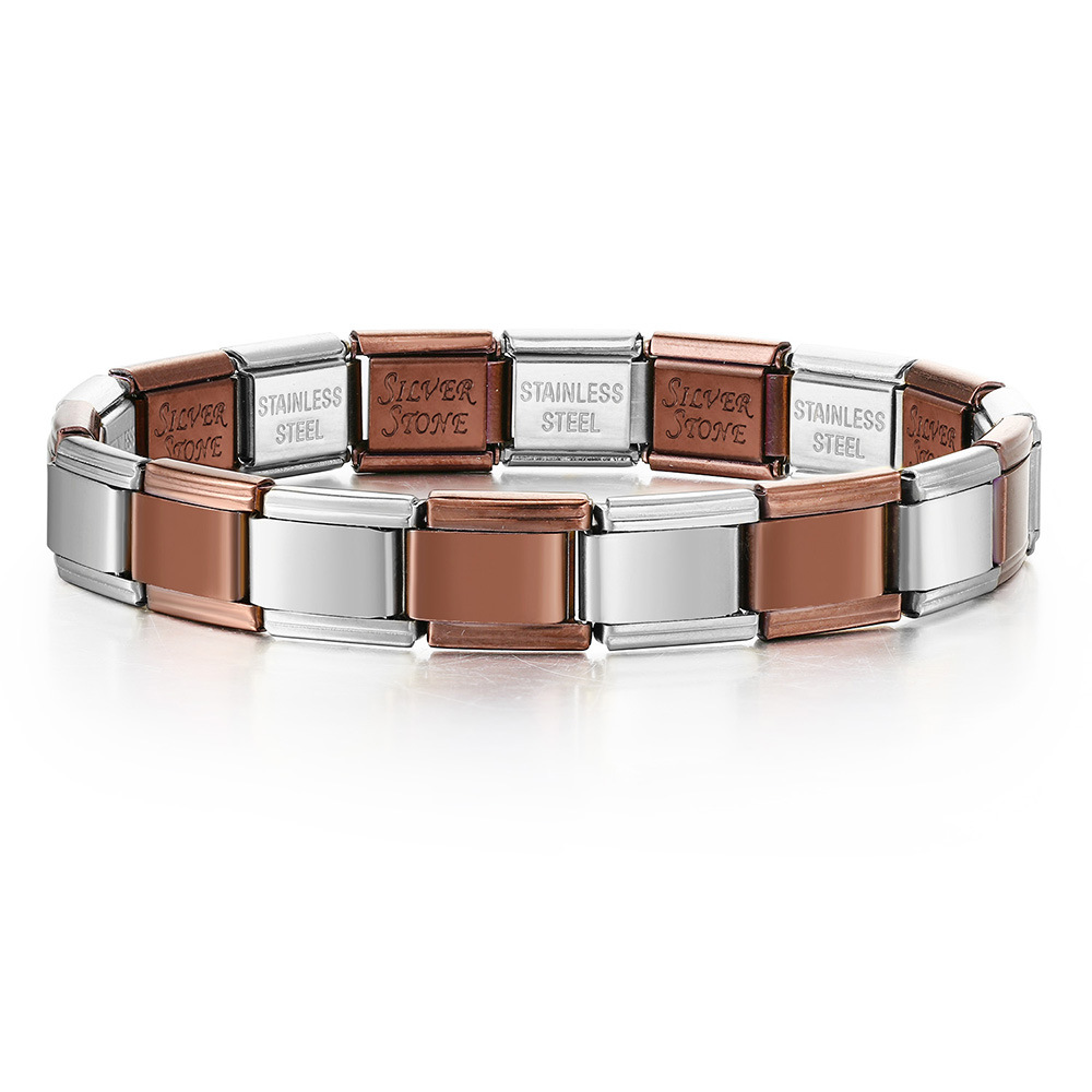 Multi-color combination minimalist basic stainless steel full chain DIY Italian modular bracelet basic chain wholesale