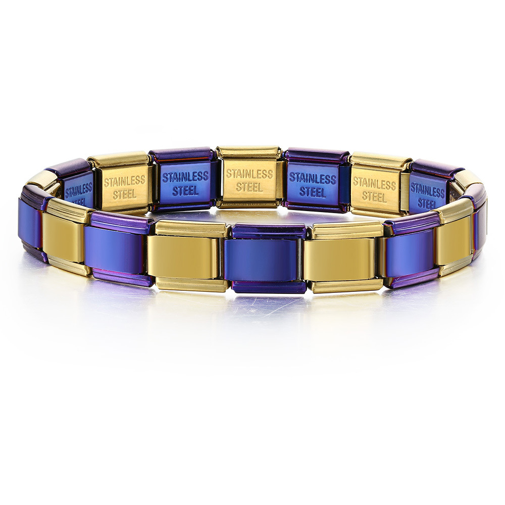 Multi-color combination minimalist basic stainless steel full chain DIY Italian modular bracelet basic chain wholesale