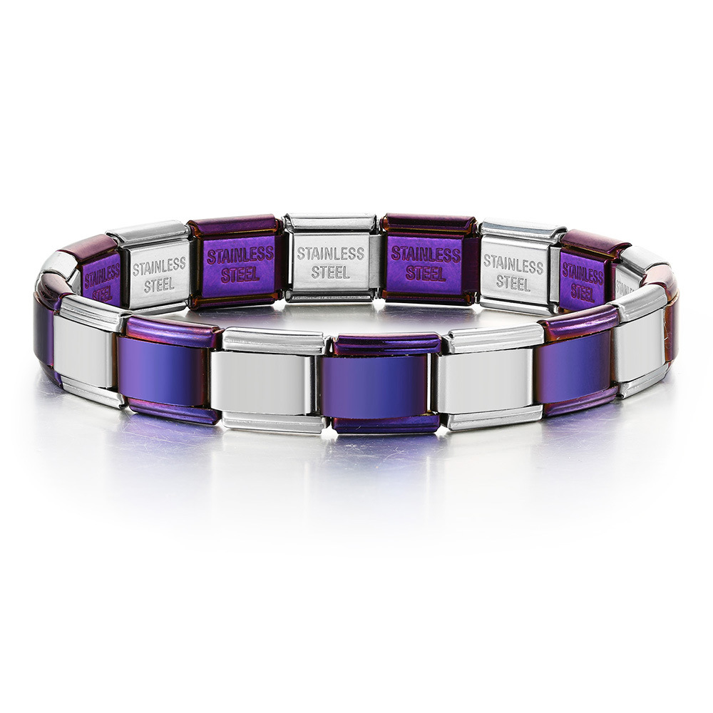 Multi-color combination minimalist basic stainless steel full chain DIY Italian modular bracelet basic chain wholesale