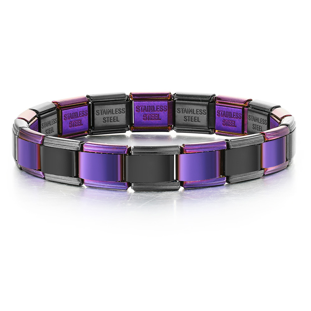 Multi-color combination minimalist basic stainless steel full chain DIY Italian modular bracelet basic chain wholesale