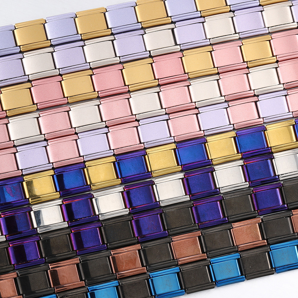 Multi-color combination minimalist basic stainless steel full chain DIY Italian modular bracelet basic chain wholesale