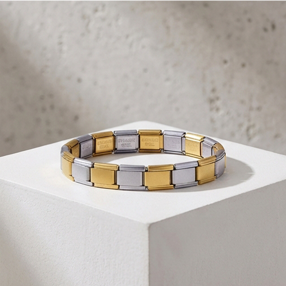 Multi-color combination minimalist basic stainless steel full chain DIY Italian modular bracelet basic chain wholesale