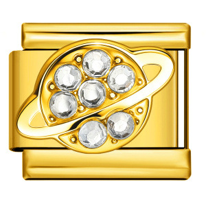 Gold and silver matching diamond-encrusted Italian modular bracelet, stainless steel gold-plated welded DIY elastic splicing watch strap chain