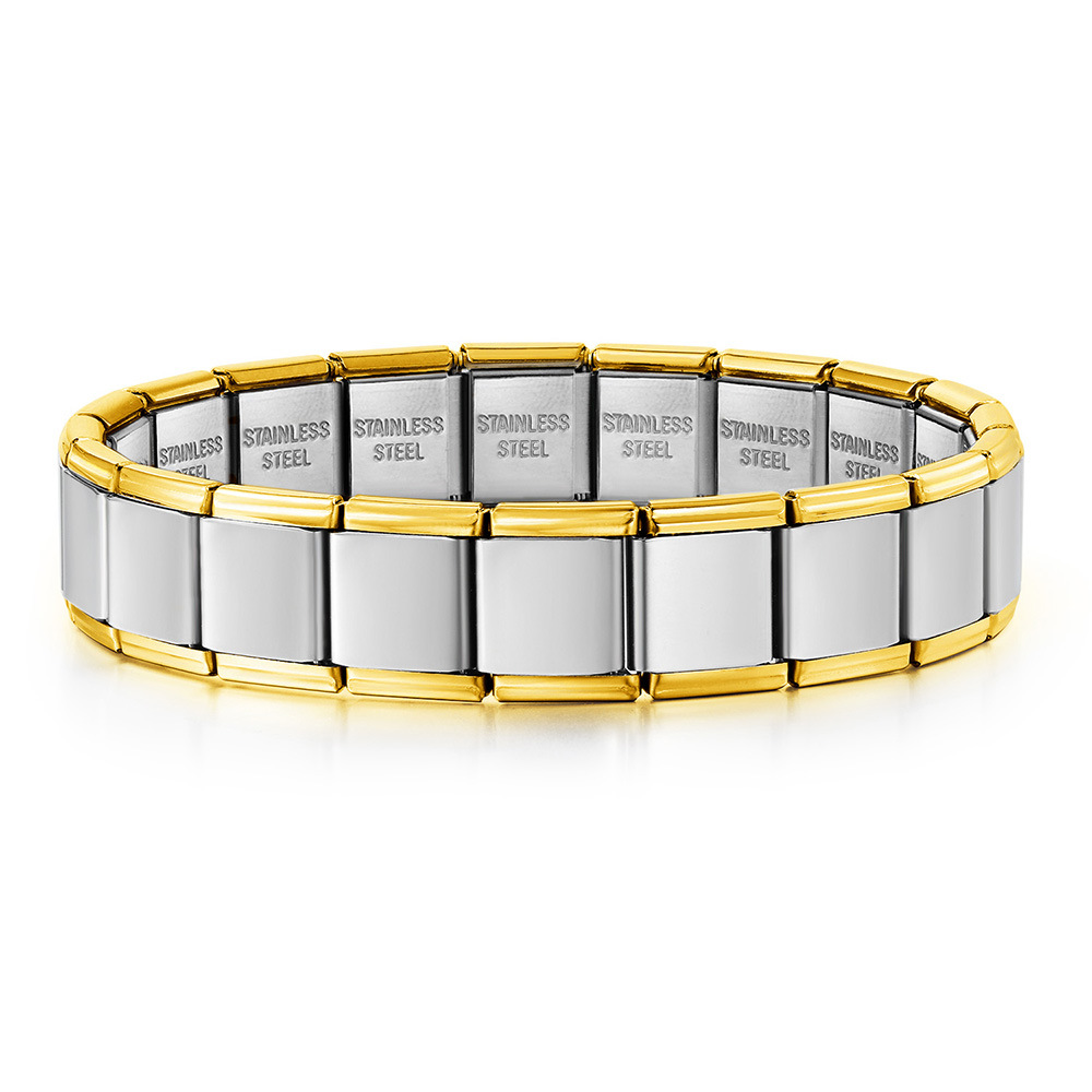 13mm wide stainless steel Italian modular bracelet, elastic DIY watch strap chain accessories, basic chain wholesale.