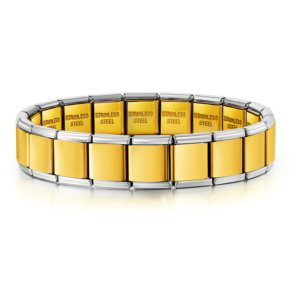 13mm wide stainless steel Italian modular bracelet, elastic DIY watch strap chain accessories, basic chain wholesale.