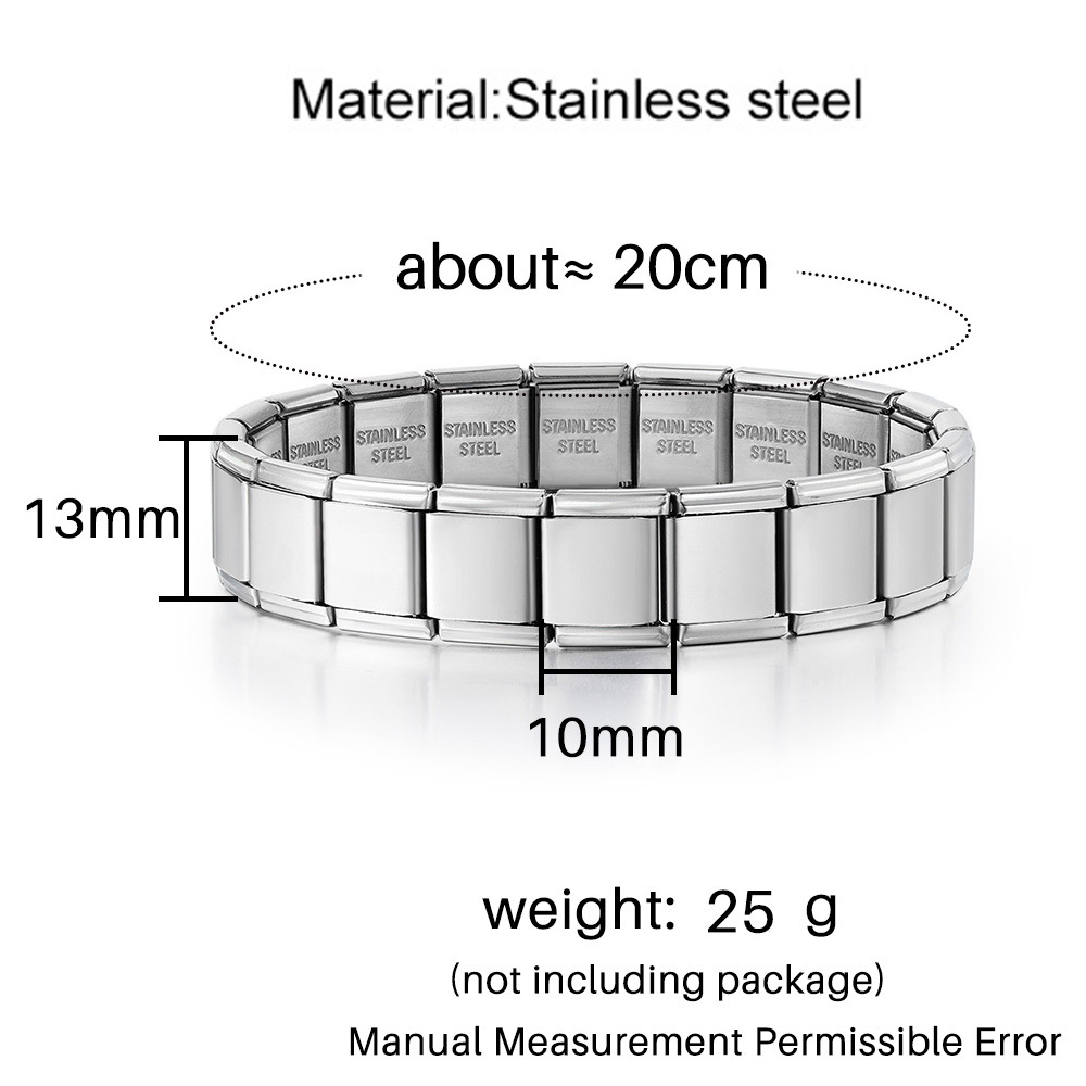 13mm wide stainless steel Italian modular bracelet, elastic DIY watch strap chain accessories, basic chain wholesale.