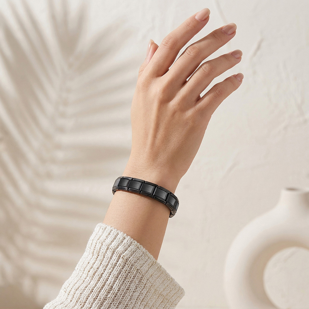 Rectangular concave wide-format basic modular bracelet, stainless steel, handmade DIY Italian bracelet basic chain