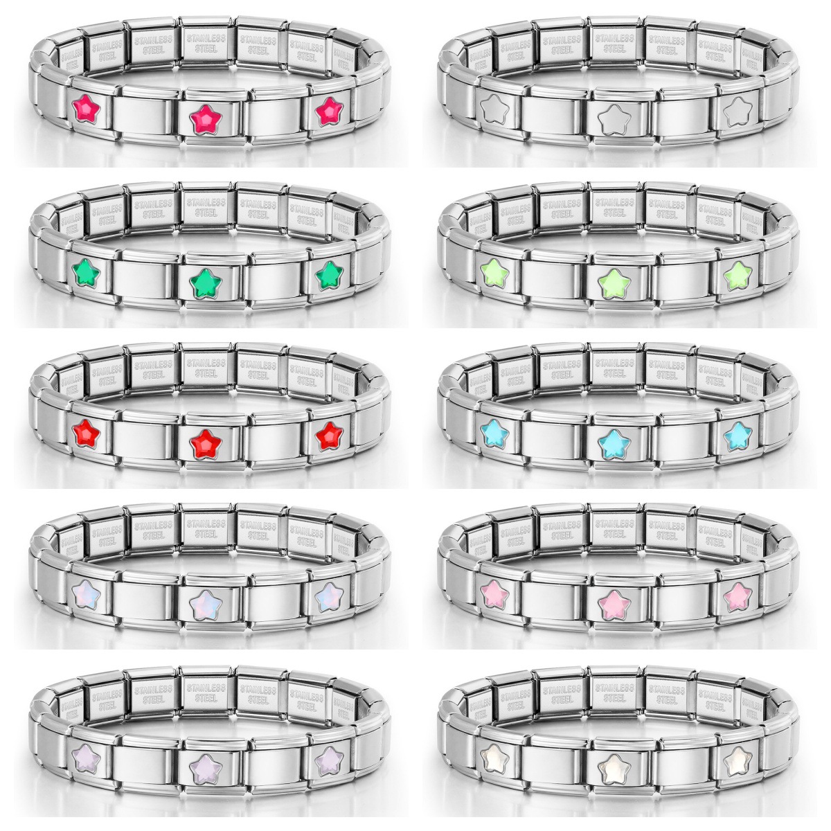 Five-pointed star series basic stainless steel DIY handmade splicing Italian modular bracelet watch strap chain