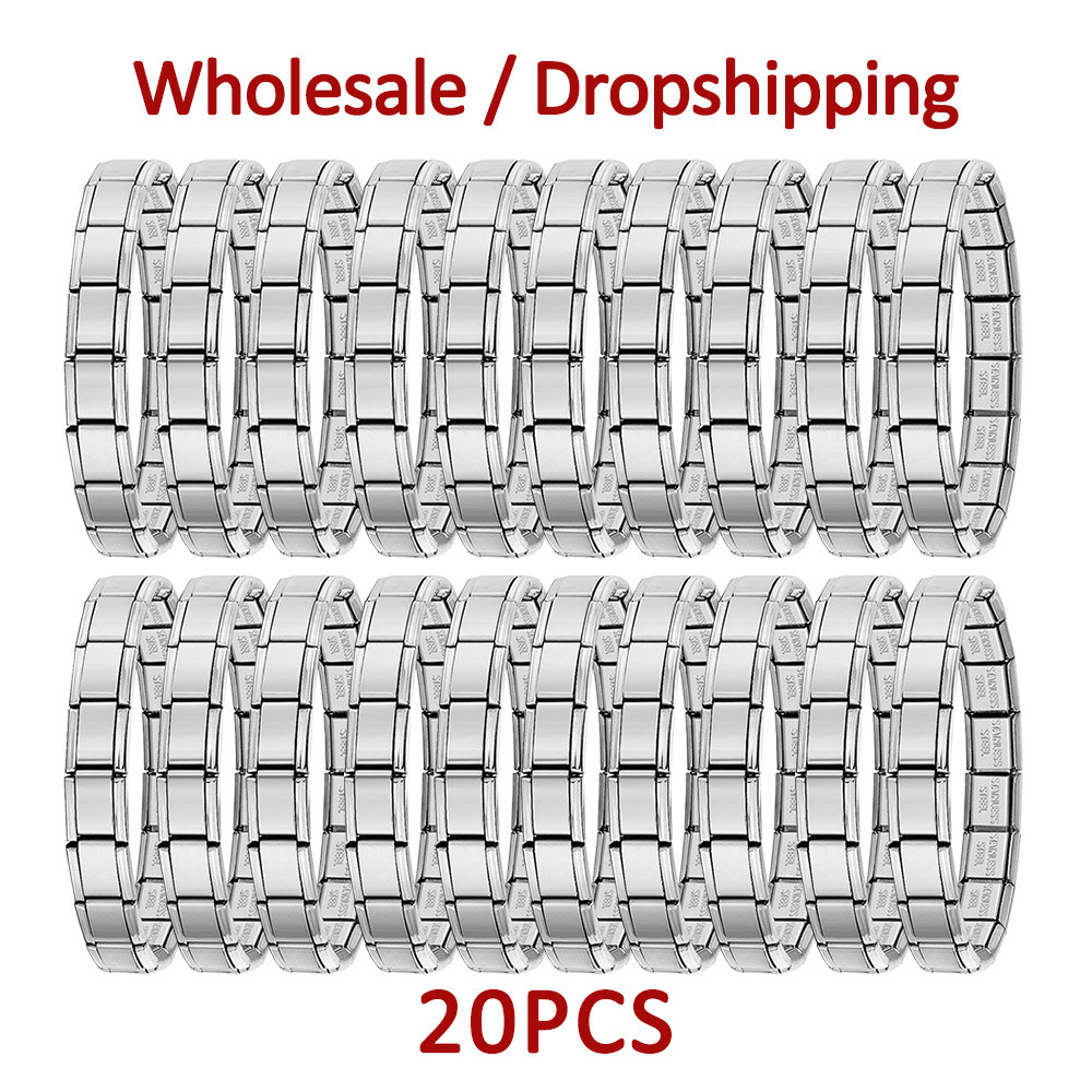 20-piece wholesale modular bracelet set, smooth stainless steel DIY watch strap chain, Italian modular bracelet gift.