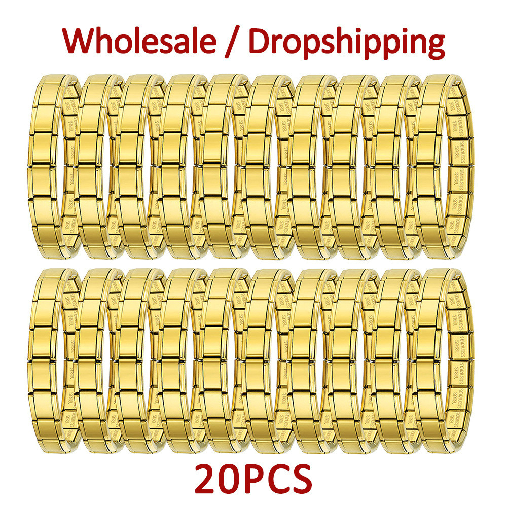 20-piece wholesale modular bracelet set, smooth stainless steel DIY watch strap chain, Italian modular bracelet gift.