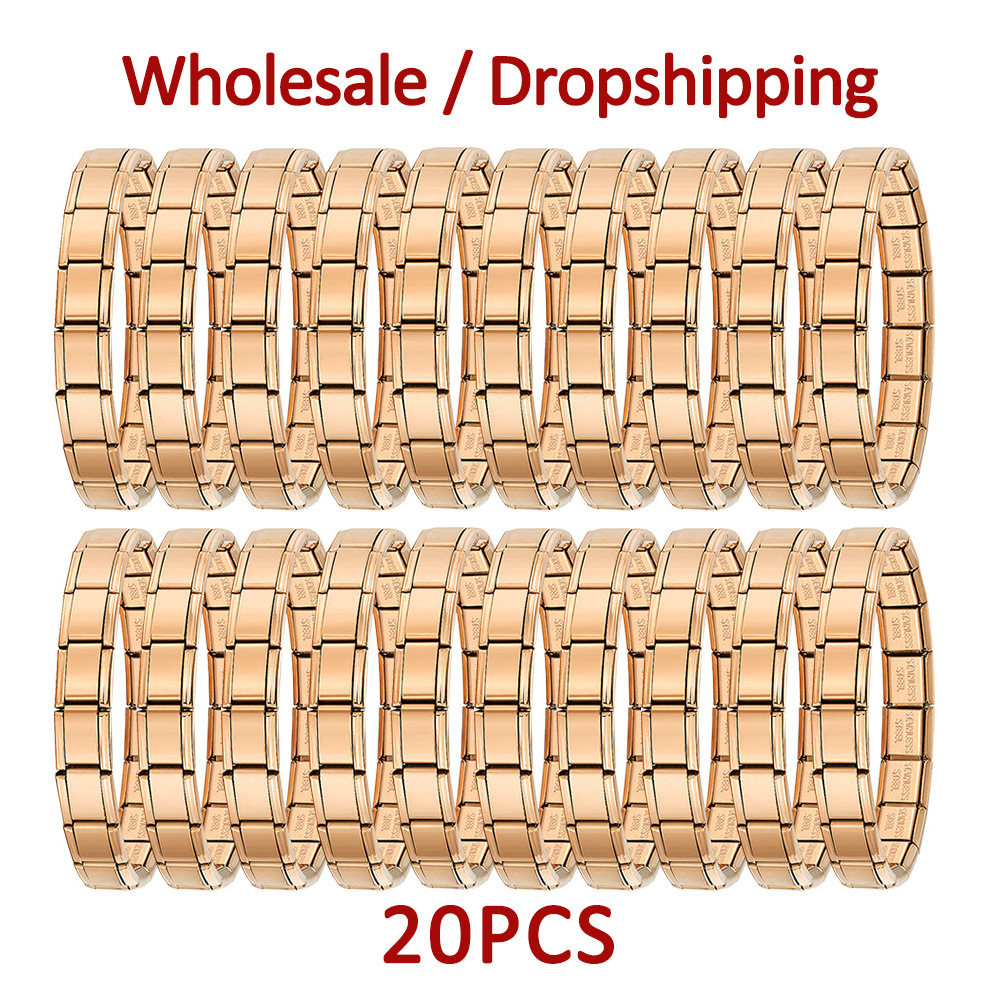 20-piece wholesale modular bracelet set, smooth stainless steel DIY watch strap chain, Italian modular bracelet gift.