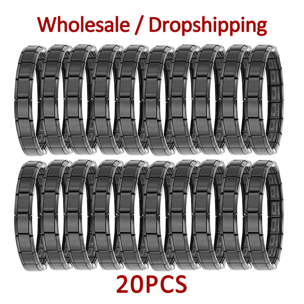 20-piece wholesale modular bracelet set, smooth stainless steel DIY watch strap chain, Italian modular bracelet gift.