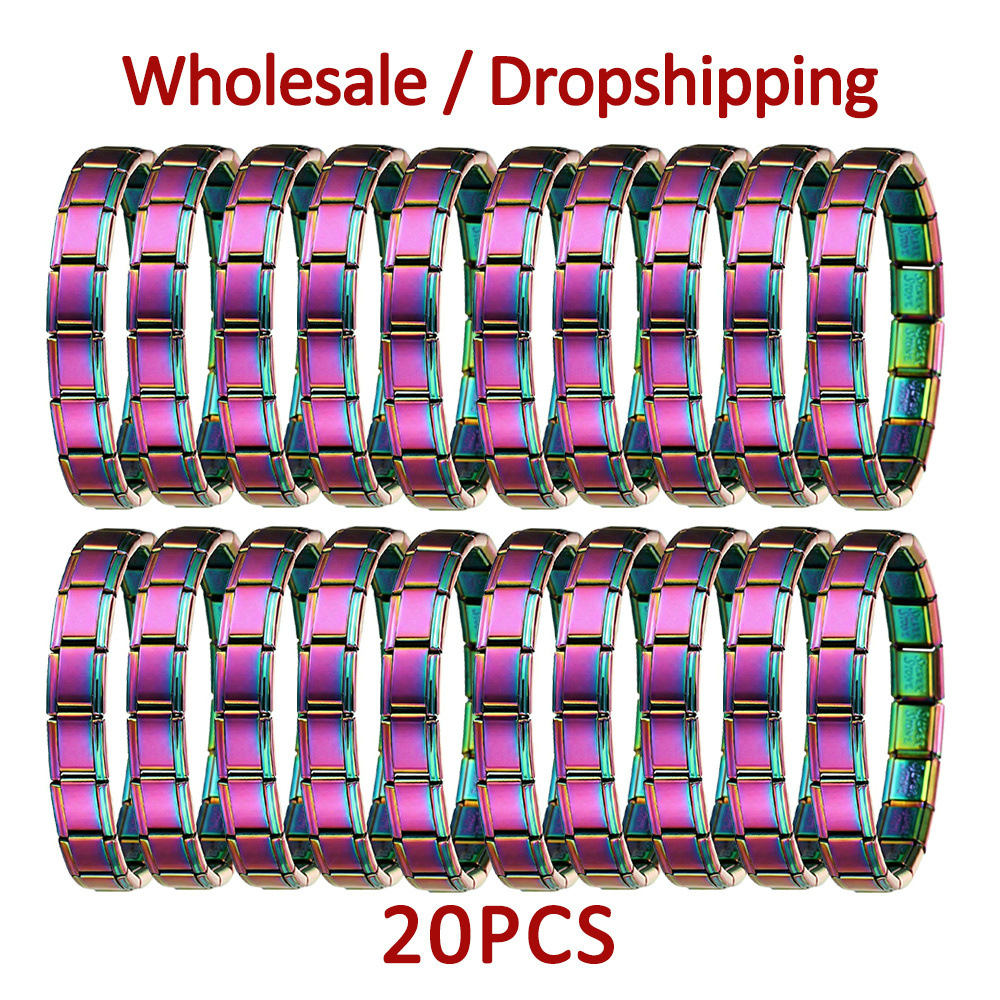 20-piece wholesale modular bracelet set, smooth stainless steel DIY watch strap chain, Italian modular bracelet gift.
