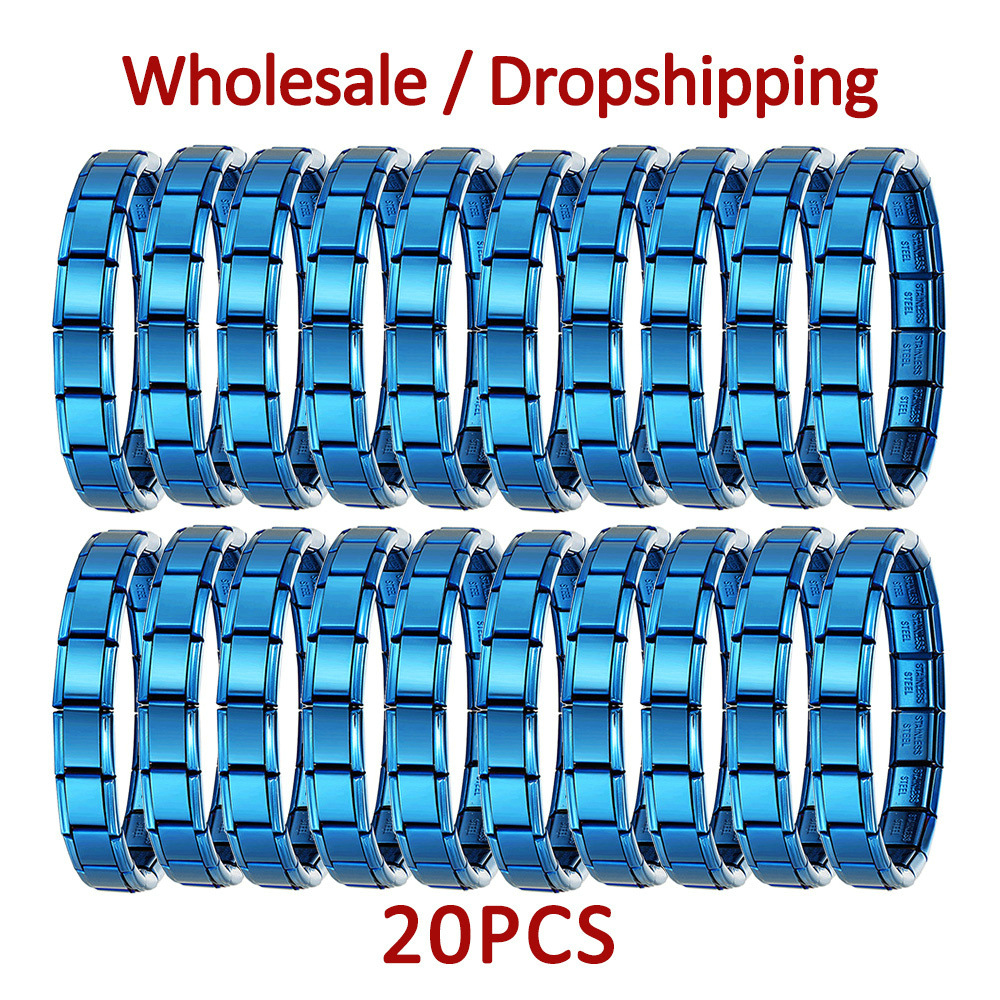 20-piece wholesale modular bracelet set, smooth stainless steel DIY watch strap chain, Italian modular bracelet gift.
