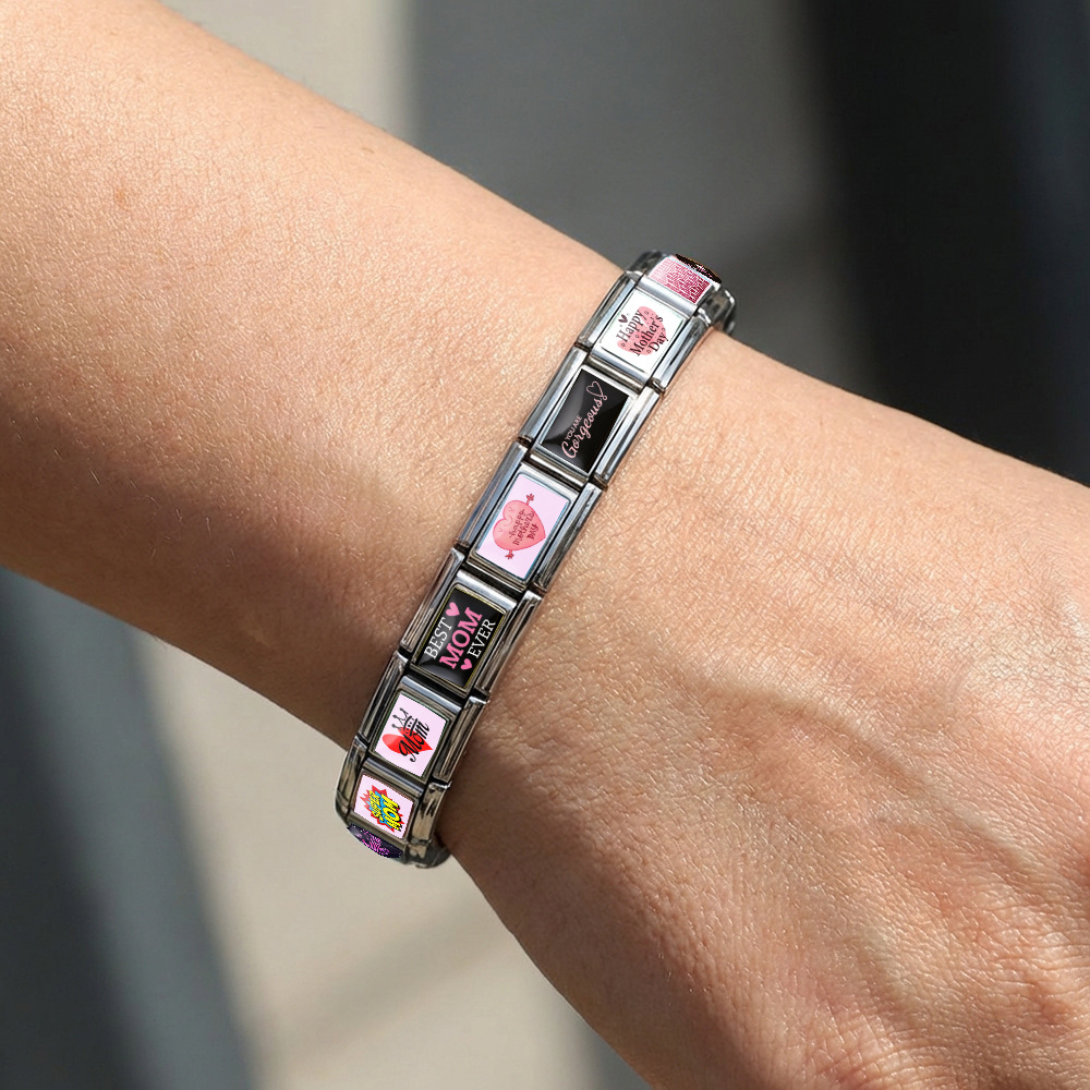 Mother's Day DIY Craft Modular Italian Assembly Bracelet with Detachable Stainless Steel Strap
