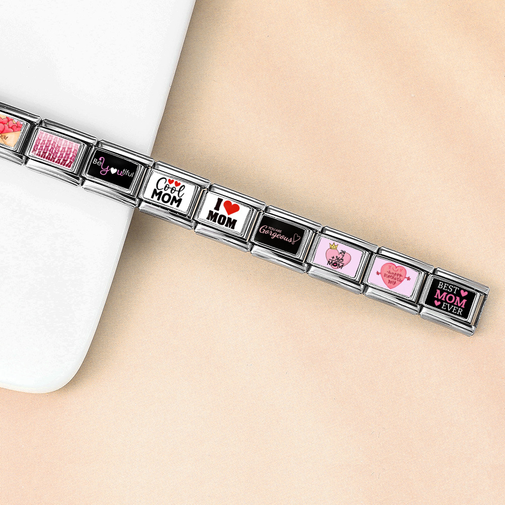 Mother's Day DIY Craft Modular Italian Assembly Bracelet with Detachable Stainless Steel Strap