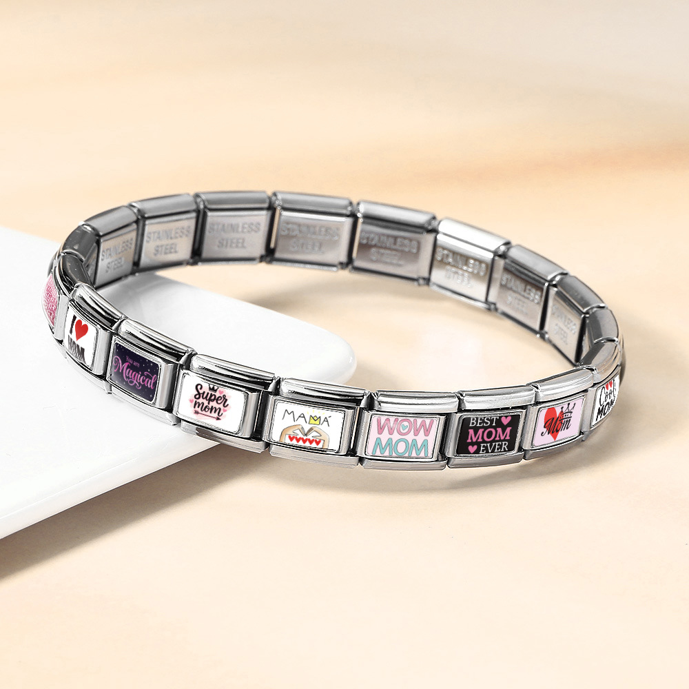 Mother's Day DIY Craft Modular Italian Assembly Bracelet with Detachable Stainless Steel Strap