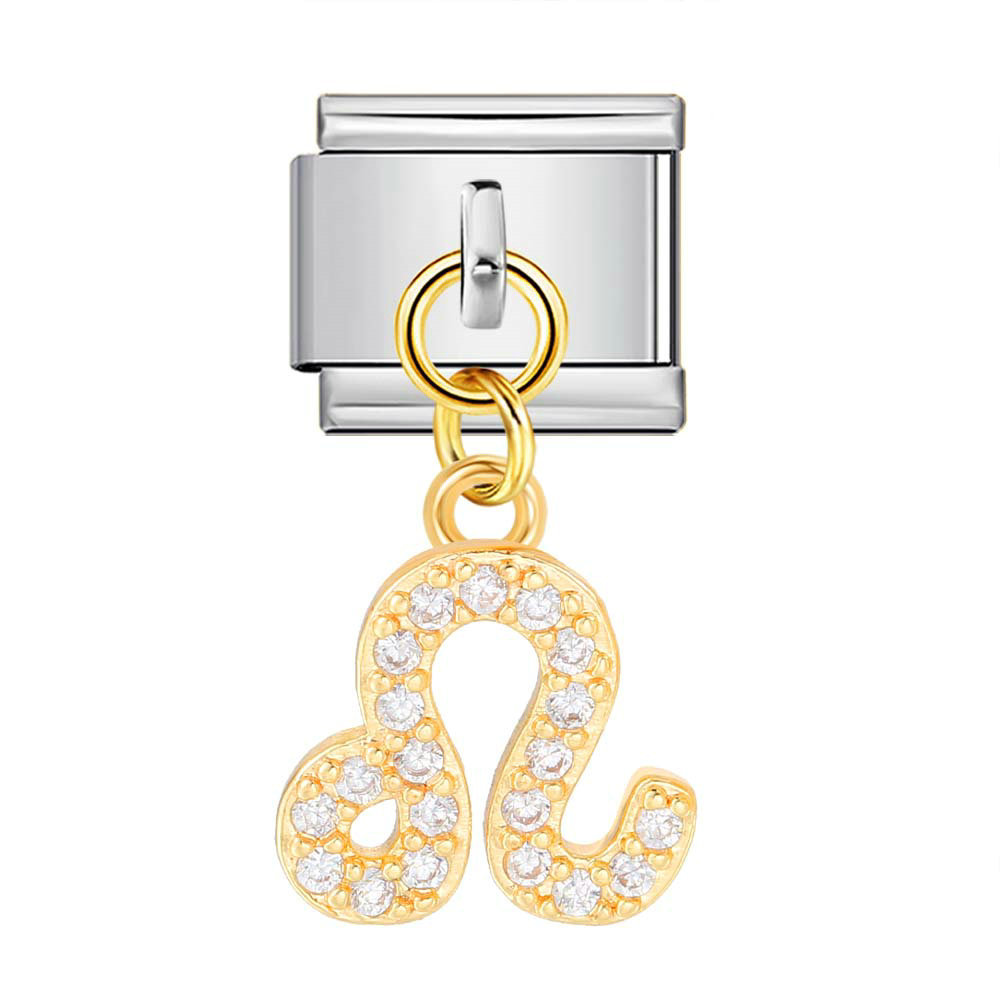 12 Zodiac Signs Miniature Pendant Italian Modular Bracelet with Stainless Steel Zircon Hook DIY Elastic Bangle Accessories