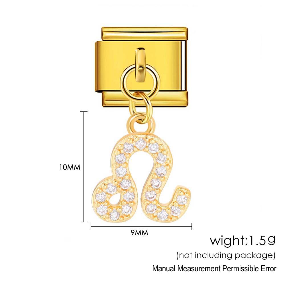12 Zodiac Signs Miniature Pendant Italian Modular Bracelet with Stainless Steel Zircon Hook DIY Elastic Bangle Accessories