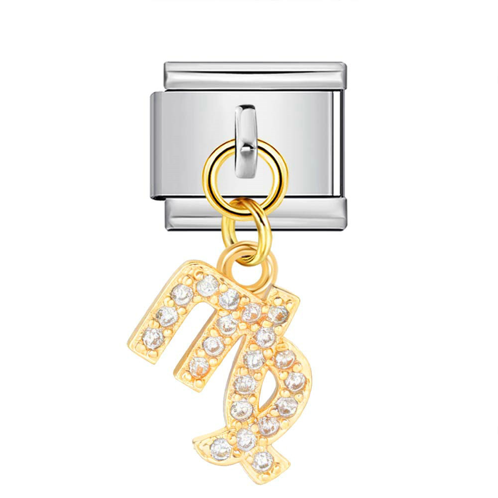 12 Zodiac Signs Miniature Pendant Italian Modular Bracelet with Stainless Steel Zircon Hook DIY Elastic Bangle Accessories