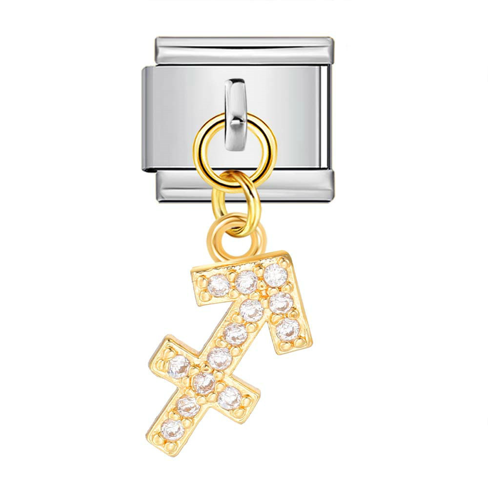 12 Zodiac Signs Miniature Pendant Italian Modular Bracelet with Stainless Steel Zircon Hook DIY Elastic Bangle Accessories