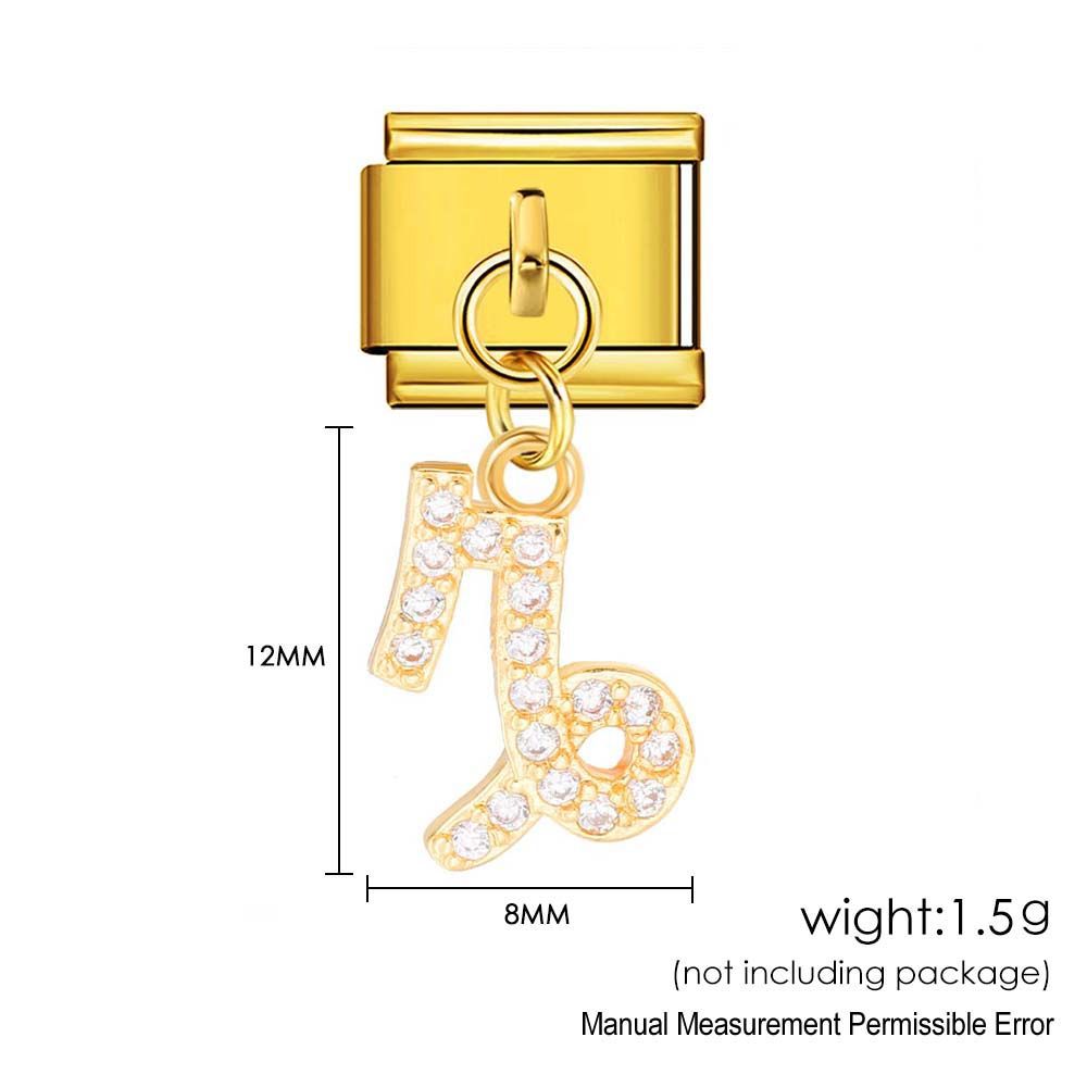 12 Zodiac Signs Miniature Pendant Italian Modular Bracelet with Stainless Steel Zircon Hook DIY Elastic Bangle Accessories