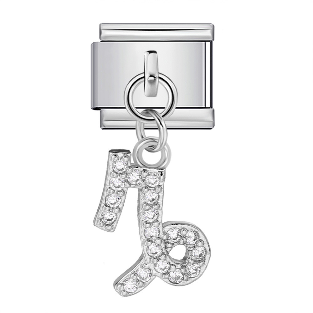 12 Zodiac Signs Miniature Pendant Italian Modular Bracelet with Stainless Steel Zircon Hook DIY Elastic Bangle Accessories