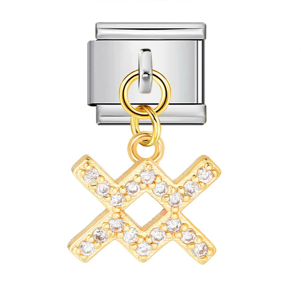 12 Zodiac Signs Miniature Pendant Italian Modular Bracelet with Stainless Steel Zircon Hook DIY Elastic Bangle Accessories