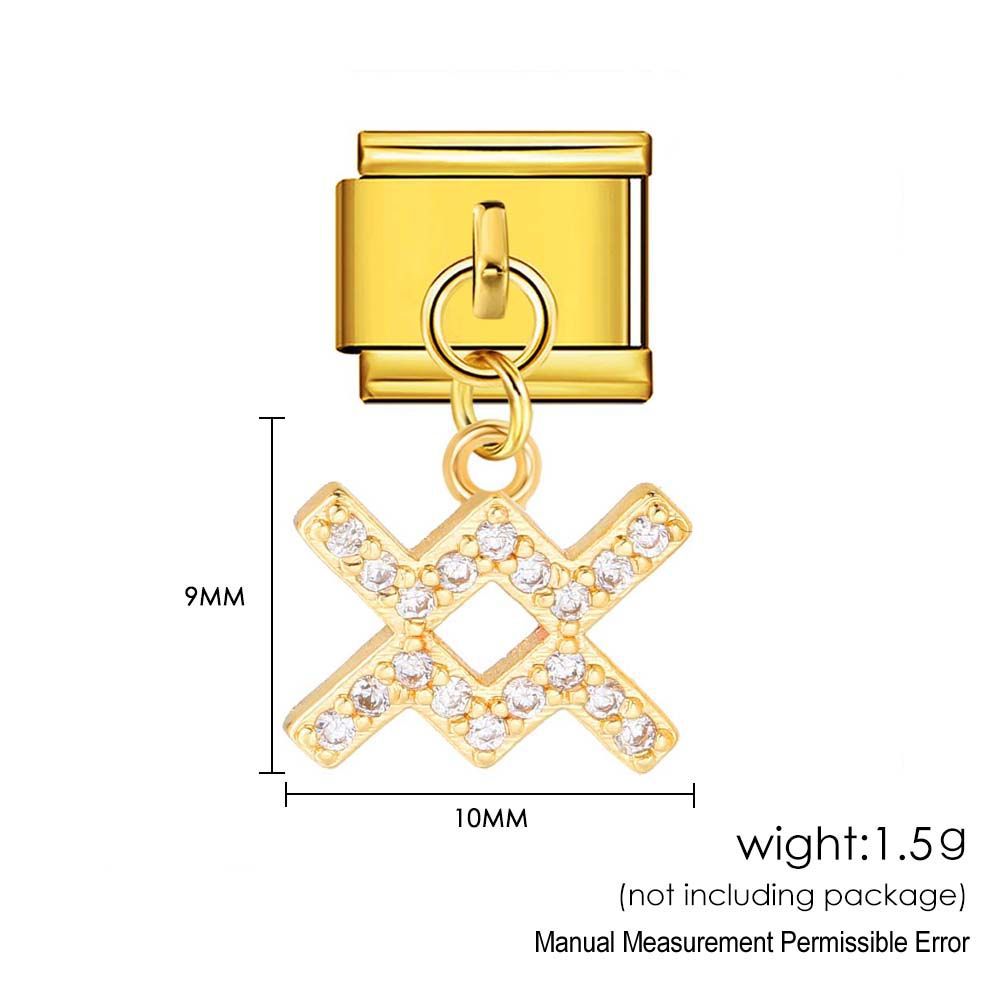 12 Zodiac Signs Miniature Pendant Italian Modular Bracelet with Stainless Steel Zircon Hook DIY Elastic Bangle Accessories