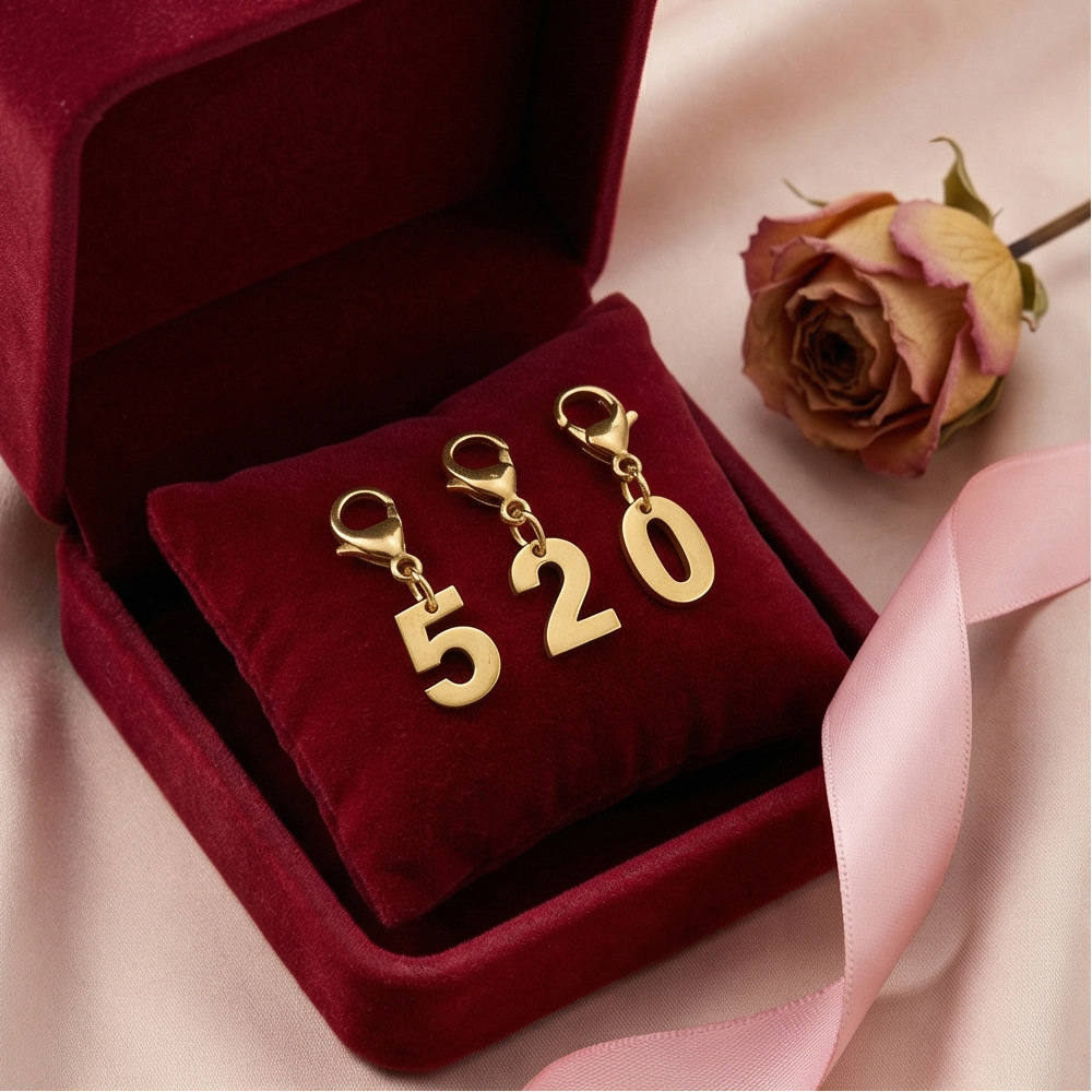 Lobster Clasp Birthday Number Age Jewelry Pendant DIY Handmade Combination Gold Bracelet Necklace Shoe Charm
