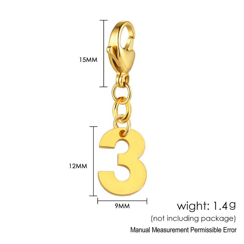 Lobster Clasp Birthday Number Age Jewelry Pendant DIY Handmade Combination Gold Bracelet Necklace Shoe Charm