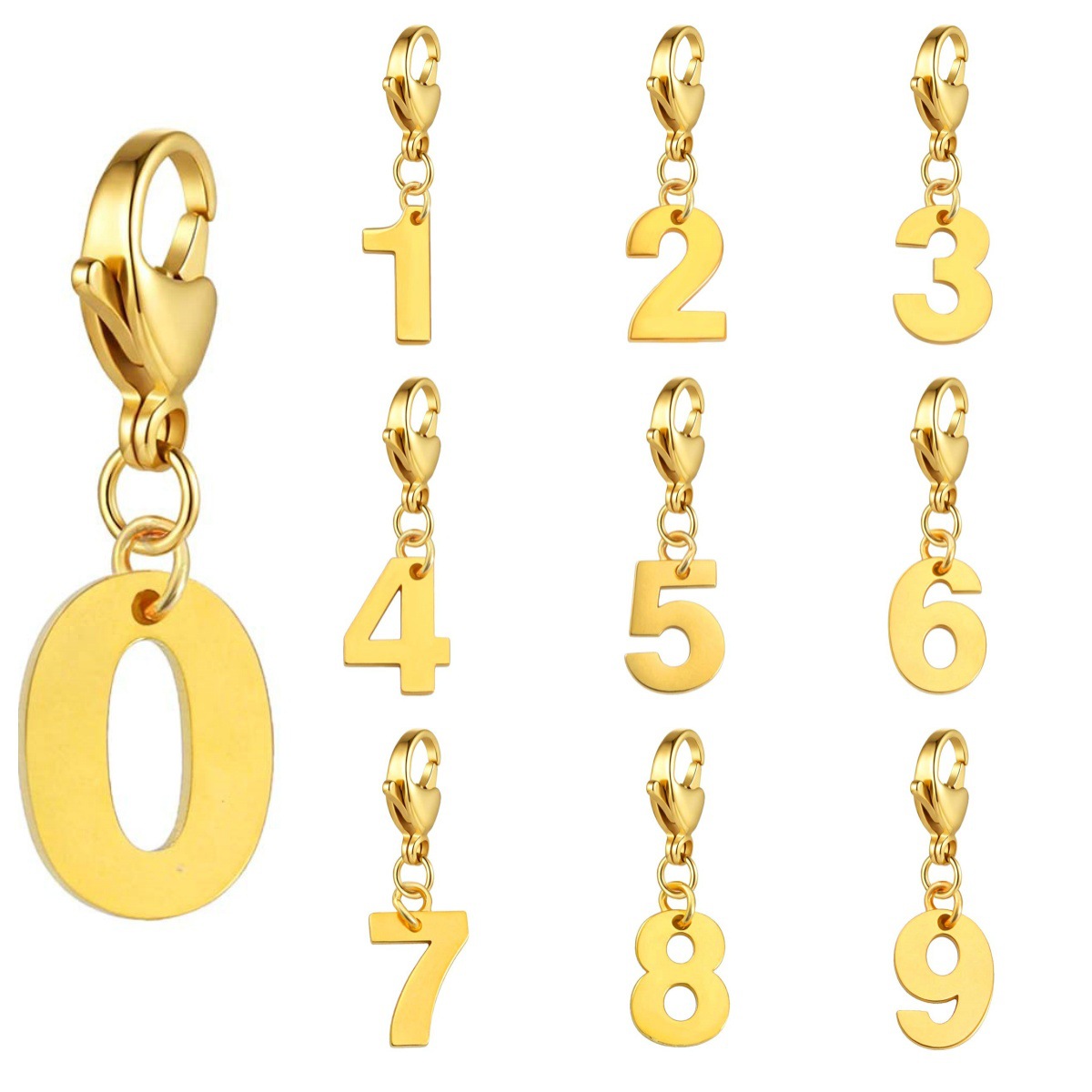 Lobster Clasp Birthday Number Age Jewelry Pendant DIY Handmade Combination Gold Bracelet Necklace Shoe Charm